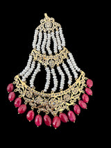 DJHR119 Insia jhoomar in fresh water pearls and ruby beads ( READY TO SHIP )