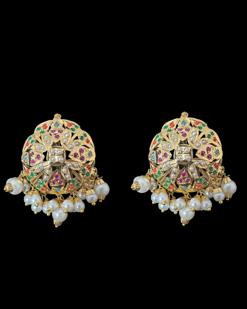 DNS193  Alea punjabi Jadau necklace  set - Navratan   (READY TO SHIP)
