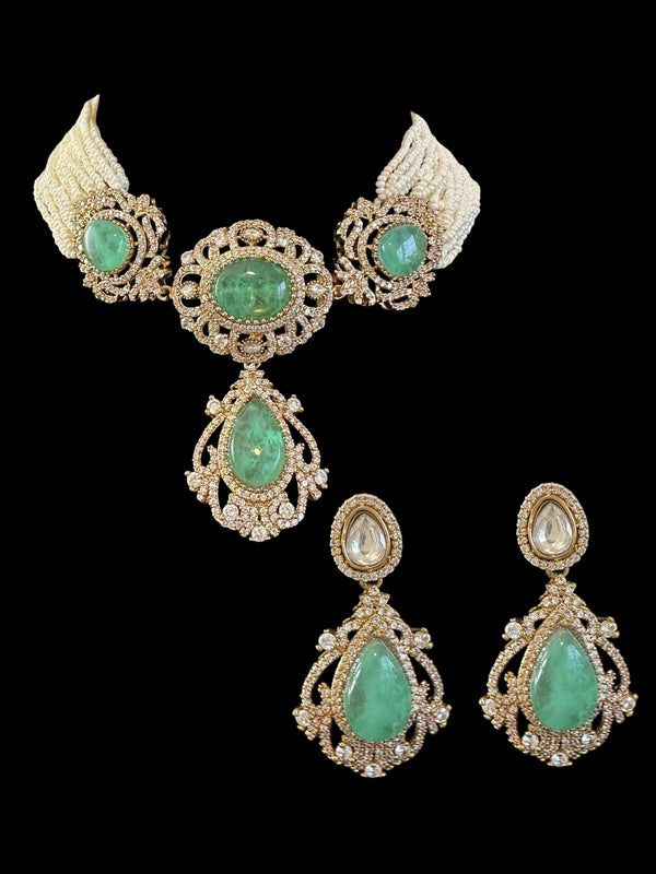 C529 Victorian choker set in light green ( READY TO SHIP )