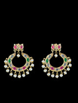 C329 MUSHK hyderabadi choker with earrings -Ruby emerald  READY TO SHIP  )