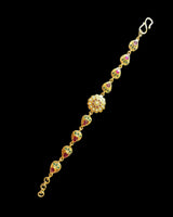 Gold-Plated 925 Silver Ruby Emerald Freshwater Pearl Bracelet ( READY TO SHIP )