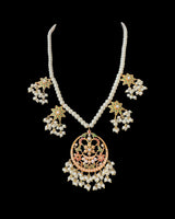 Taara Ruby emerald combination pendant earrings set ( READY TO SHIP )