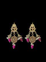 DLN104 Shahreen kundan rani haar in pink beads   ( READY TO SHIP)