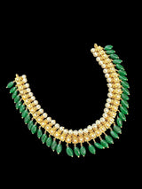 Barfi necklace / choker with pearls and green beads ( READY TO SHIP )