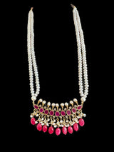 PS508 Tirmani in Rubies with Freshwater Pearls and Chandbali Earrings – Gold-Plated Lightweight Jewelry( READY TO SHIP )