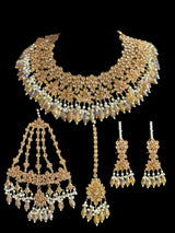 Kafiya bridal set in golden / champagne  stones and beads ( READY TO SHIP )