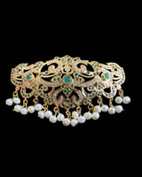 Gold-Plated 92.5 Silver Passa Hair Clip with Emeralds and Freshwater Pearls ( READY TO SHIP )