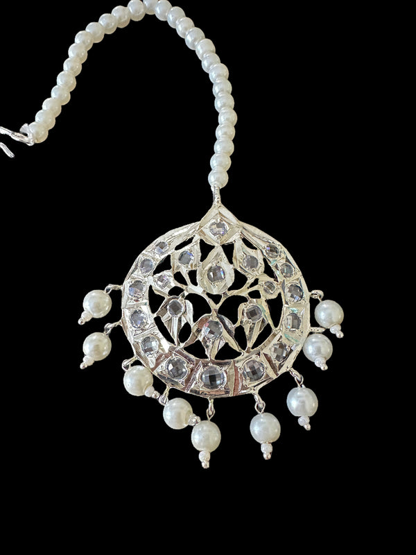 DJTK209 Insia silver plated  tika In pearls    ( READY TO SHIP )