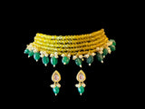 C323 beads choker yellow  with green beads ( READY TO SHIP )