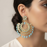 DER319 Ipsita Chandbali in turquoise ( READY TO SHIP )