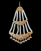 Gold-Plated Silver Jhoomar (Passa) – Ruby, Emerald & Freshwater Pearl ( READY TO SHIP )