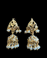 Gold-Plated Silver jhumka Earrings with Freshwater Pearls ( READY TO SHIP)