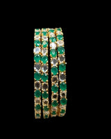 B826 Gold-Plated CZ Bangles – Set of Four (Size 2.4)   ( READY TO SHIP )