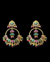ER21 Chandbali in ruby emerald pearl combination ( READY TO SHIP )
