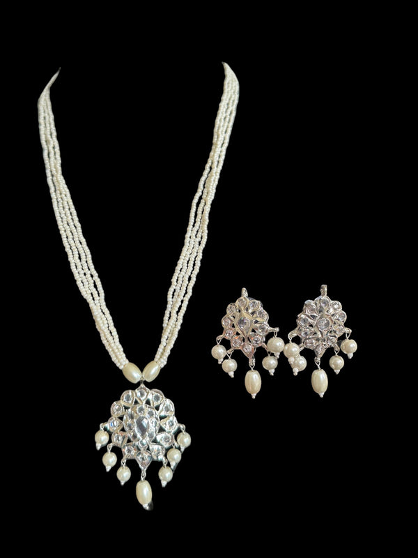 PS230 silver plated pendant set in pearls ( SHIPS IN 3 WEEKS )