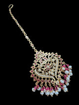 STK102 Afreen tika in silver with gold plating - Ruby pearl ( READY TO SHIP )