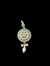 Gold plated silver pendant set in turquoise / feroza ( READY TO SHIP )