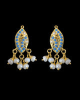 Gold Plated 92.5 Silver Turquoise Pendant Earrings with Freshwater Pearls ( READY TO SHIP )