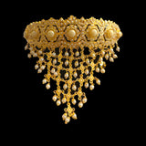 C604 Gold-Plated Bridal Layered Choker Set with Pearls & Earrings ( READY TO SHIP )