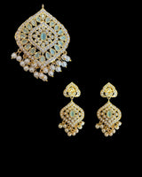 Jadau pendant earrings - mint  ( READY TO SHIP )
