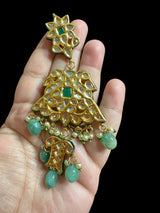 Mashal Kundan earrings  - Green  ( READY TO SHIP )