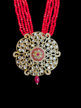 PS535 Kundan mala with red beads ( READY TO SHIP )