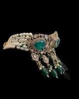 C574 Gold plated Polki / doublet choker with earrings tika ( READY TO SHIP )
