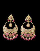 Oversized Jadau Chandbali Earrings in Ruby & Pearl ( READY TO SHIP )