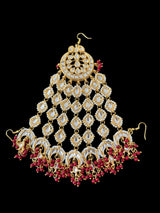 DJHR136 sidra kundan jhoomar with red beads ( READY TO SHIP  )