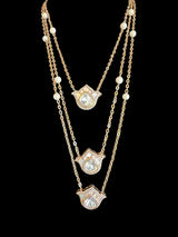 PS532 Eliza rose gold plated necklace and earrings in mother of pearl ( READY TO SHIP )