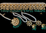 Jadavi lacha in fresh water  pearls emeralds beads ( READY TO SHIP )