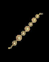 Gold Plated Silver Ruby Emerald Bracelet with Freshwater Pearls ( READY TO SHIP )