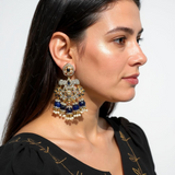 Laiha gold plated earrings - Dark blue  ( READY TO SHIP )