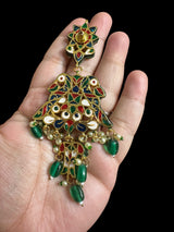 Mashal Kundan earrings  - Green  ( READY TO SHIP )