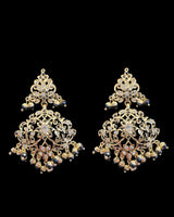DJET100 Black & Zircon Gold-Plated Earrings with Tikka Set ( READY TO SHIP )