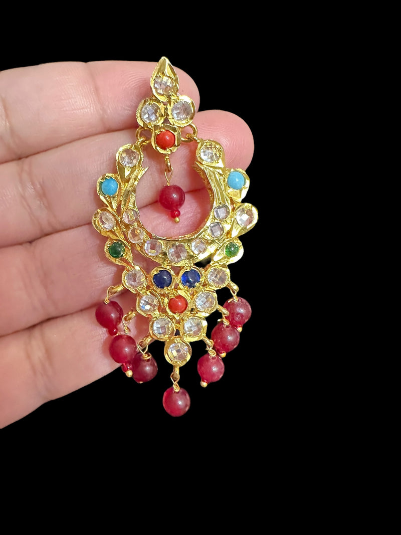 DER778 Mushk navratan hyderabadi earrings ( READY TO SHIP )