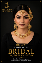 BR599 Aleeza Bridal Polki Necklace Set with Earrings, Jhumar & Tikka ( READY TO SHIP )