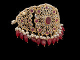 C333 Hyderabadi  choker set in pearls  and ruby with jhumka ( READY TO SHIP )