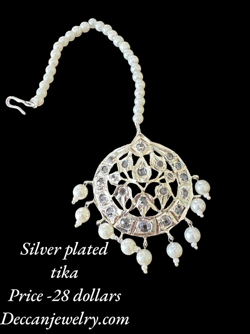 DJTK209 Insia silver plated  tika In pearls    ( READY TO SHIP )