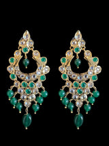 PS516 Bareeha Emerald Green Polki Pendant & Earring Set | Deccan Jewelry( READY TO SHIP )