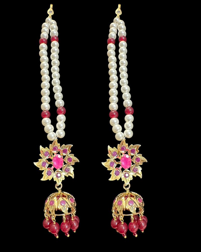 C584 Jadavi lacha in ruby beads- semiprecious  ( READY TO SHIP )