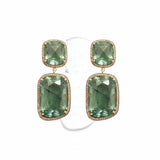 Gold plated silver aventurine  and pave diamonds earrings ( READY TO SHIP )