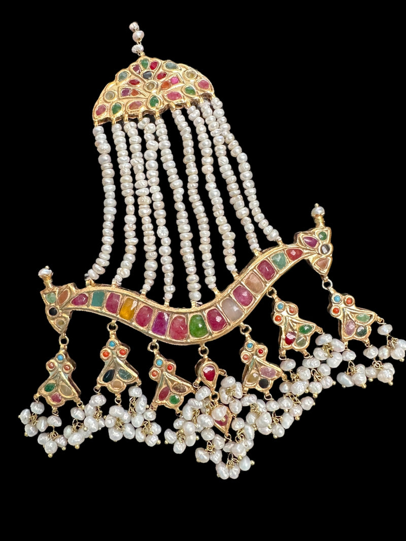 Naheed navratan bridal set with fresh water pearls and gemstones ( READY TO SHIP )