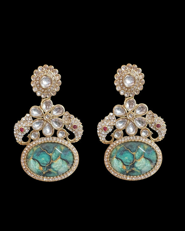 Quartz earrings - moss green    ( READY TO SHIP )