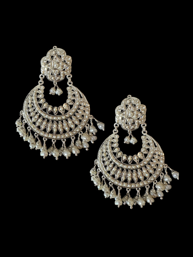 92.5 silver statement earrings in fresh water pearls ( READY TO SHIP)