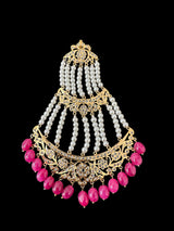 DJHR134 Insia Hyderabadi jhoomar in Ruby pink beads  ( READY TO SHIP )