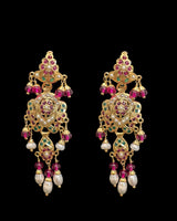 Delicate Ruby emerlad necklace set in-gold plated silver ( READY TO SHIP )