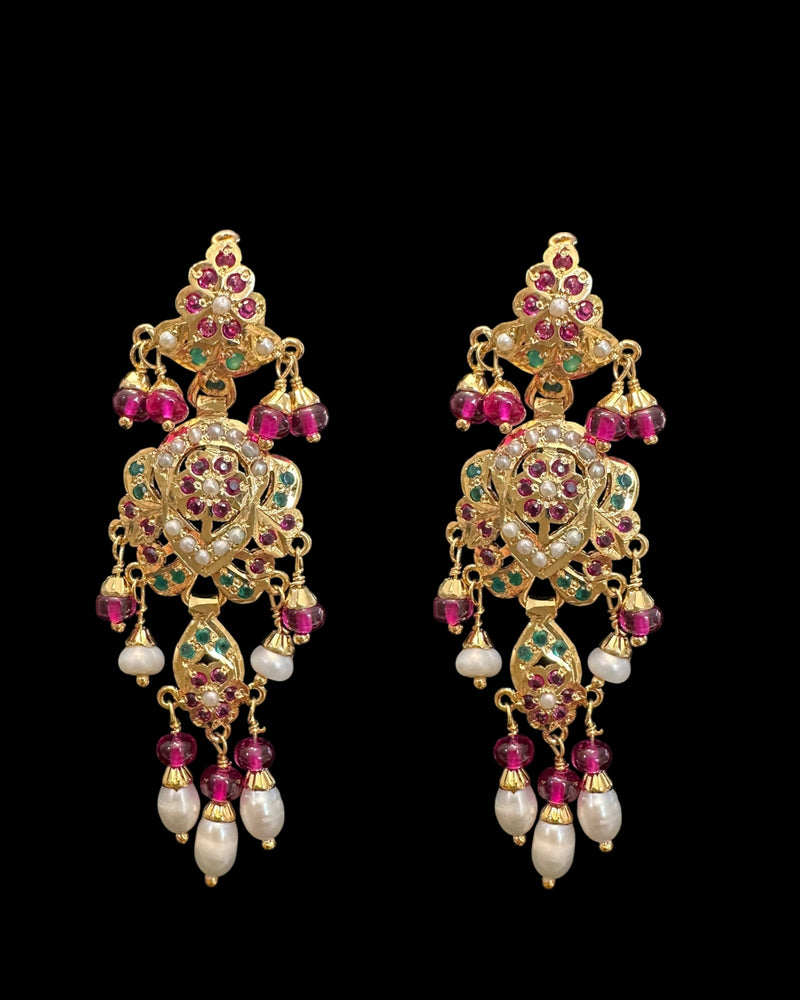 Delicate Ruby emerlad necklace set in-gold plated silver ( READY TO SHIP )