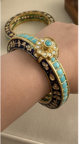 B320 Zeba kundan meenakari bangles - 1 pair or set of two bangles ( READY TO SHIP  )