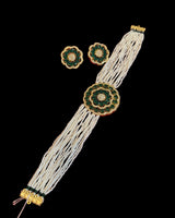 C582 Gold-Plated CZ Choker with Earrings - Green ( READY TO SHIP )